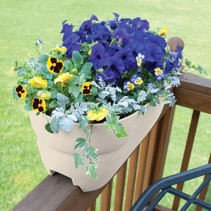 Emsco Group 2434-1 Bloomers Self-Watering 24" Weatherproof Resin 6" Railings – White Rain Planter Grow Box