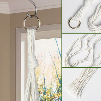 AOMGD 6 Pack Macrame Plant Hanger Indoor Hanging Planters for Indoor Outdoor Plants with 6 S Hooks and 6 Hook Nails, Hanging Plant Holder 43" Boho Home Decor,Ivory