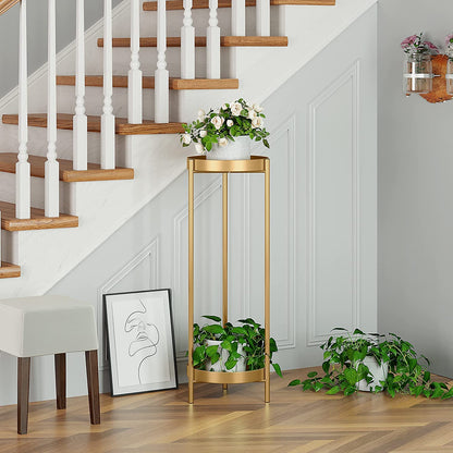 Fashionoda 30" Plant Stand, 2 Tier Metal Flower Plants Holder with 2 Removable Display for Indoor or Outdoor,Pot Plant Planter Display(30 X 10in, Gold)