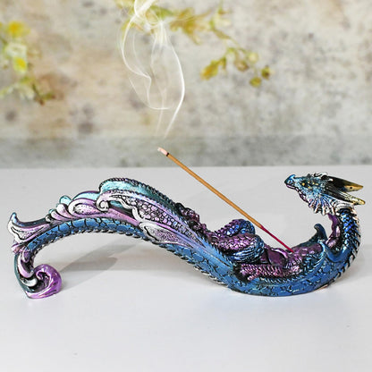 KalyZ@rts Dragon Statue Incense Burner, Incense Holder for Sticks, Incense Stick Holder, Incense Stick Stand for Home Decor (Blue Dragon)
