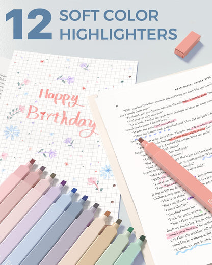 Four Candies 56 PCS Stationery Set, Cute Storage Case with Supplies, 6 Multicolor Pens, 12 Pastel Highlighters, 5 Gel Pens Black Ink, 9 Mechanical Pencils for College Essentials Stuff (Blue)