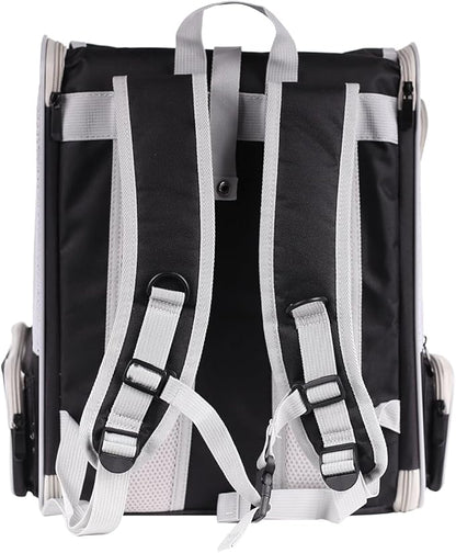 Bird Backpack Carrier with Stand Perch, Bird Travel Backpack for Hiking, Airline Approved Black Bird Backpack