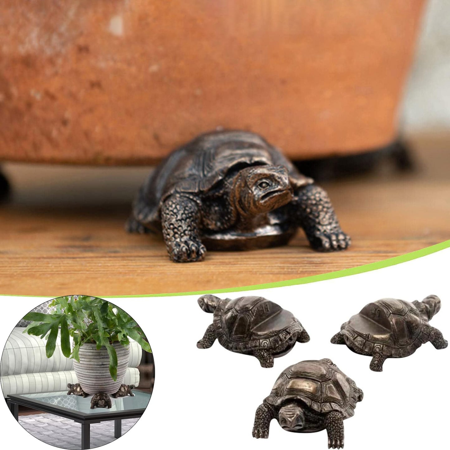 3Pcs Tortoise Resin Pot Decorative Feet, Plant Pot Support Feet for Outdoor, Animals Statue Pot Base Planter Risers, Flower Pot Plant Stand (Tortoise)