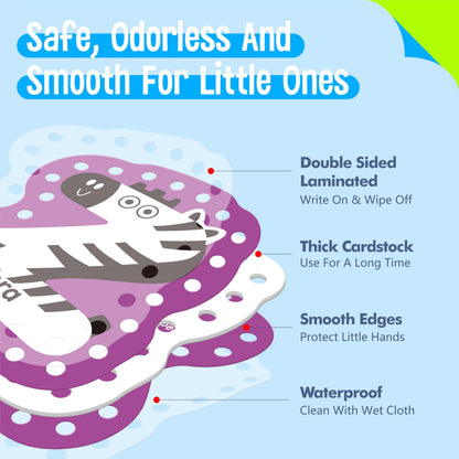 52 PCS Lacing Cards, 26 Double-Sided Uppercase & Lowercase Sewing Cards with 52 Colorful Laces, Imagination Development Lacing Toy Games Educational and Learning Activity for Preschoolers, Children