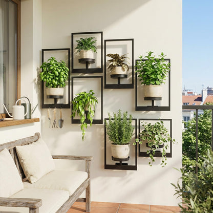 bbteroiu Picture Frame Wall Planters Set of 3, Modern Metal Hanging Shelves for Plants, Rustproof Wall Mount Flower Pot Holder for Indoor Outdoor, Decorative Plant Stand for Living Room Patio, Gold