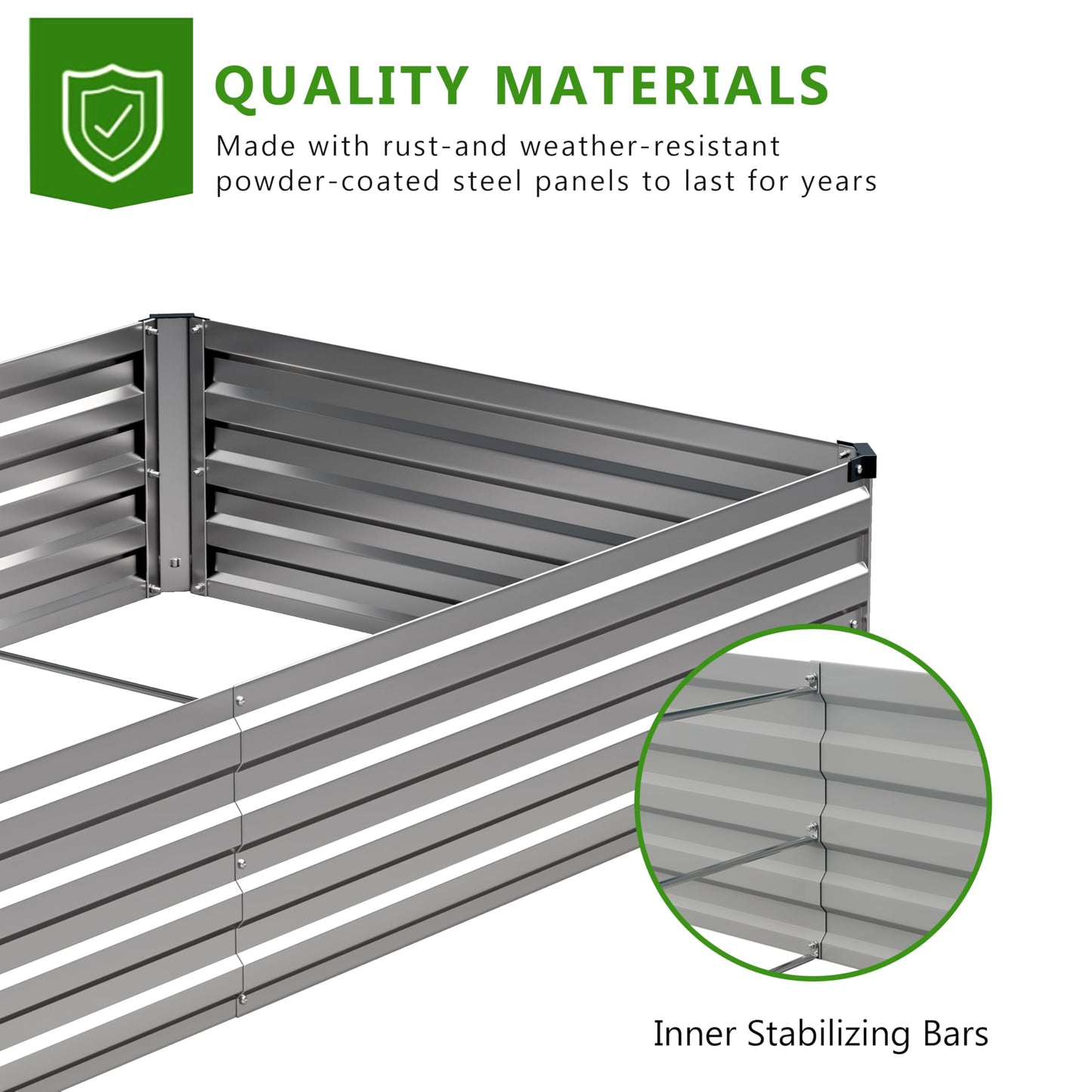 Easllre 2PCS 9x3x1ft Galvanized Raised Garden Bed,Outdoor Planter Box Metal Patio Kit Planting Bed for Vegetables Flowers Herb,Silver