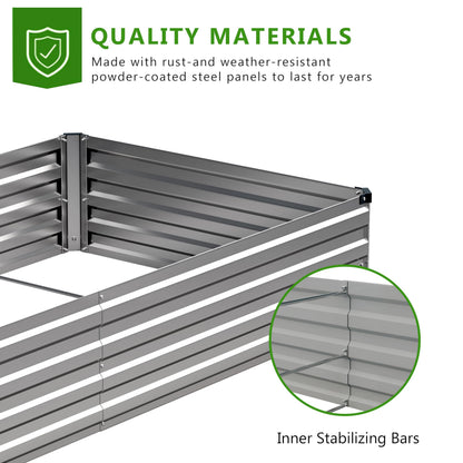Easllre 2PCS 9x3x1ft Galvanized Raised Garden Bed,Outdoor Planter Box Metal Patio Kit Planting Bed for Vegetables Flowers Herb,Silver