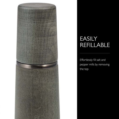 Cole & Mason Marlow Wood Mill Set - Balanced Salt and Pepper Grinders - Refillable Spice Tools - Adjustable Salt and Peppercorn Grinder Settings - Dark Grey