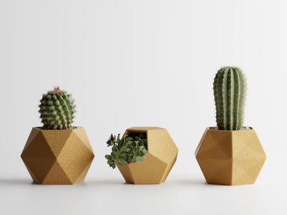Gallery of Drip 【GeoTrio Modern Geometric Planters】– 3-Piece Faceted Pot Set for Succulents, Cactus, and Indoor Plants – Minimalist Desk Decor, Stylish Gift for Plant Lovers (Gold)