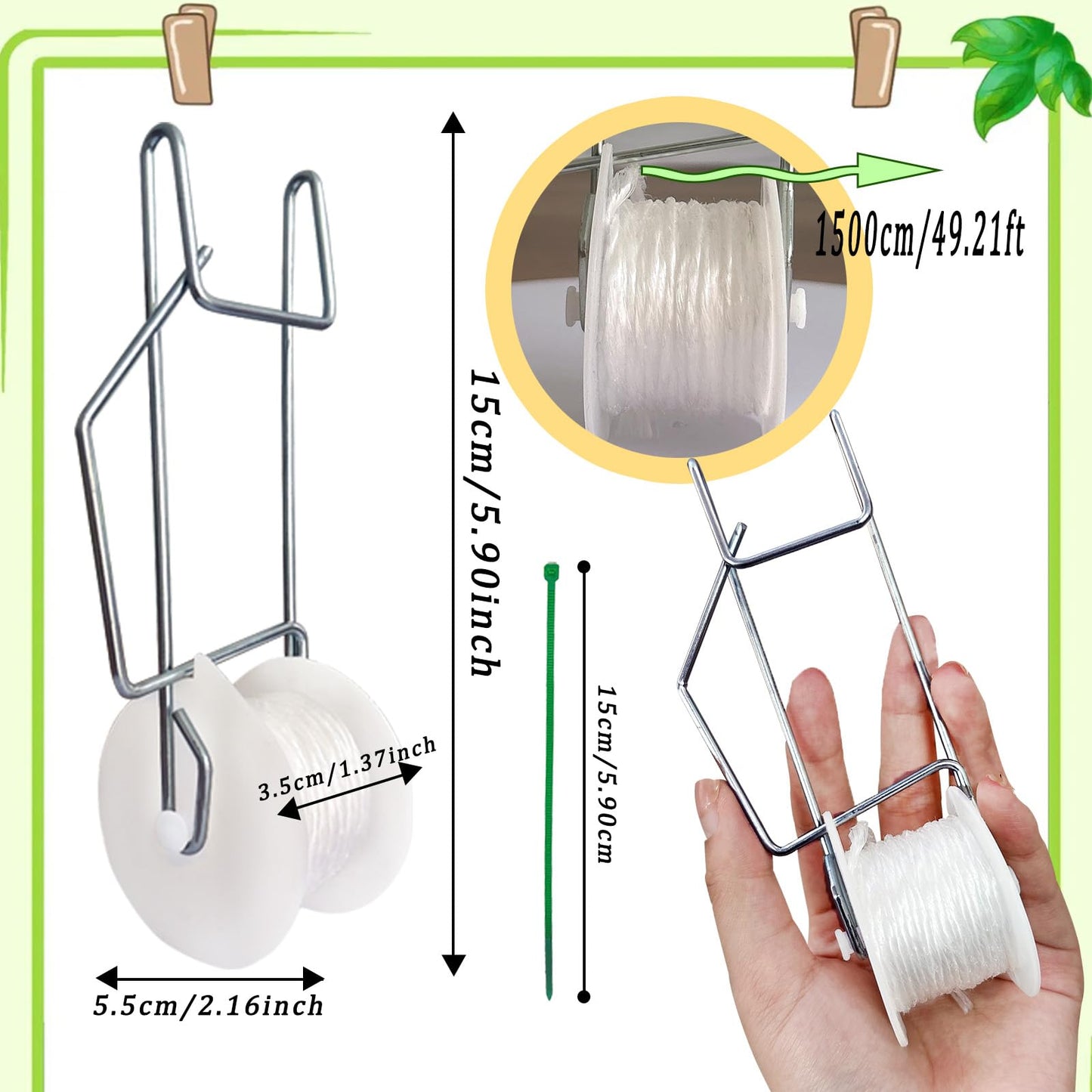 Paradi star 20Pack Tomato Trellis Roller Hooks,Greenhouse Trellising Kit with 100Pcs String Zip Ties for Tomatoes,Vine Twine Crop,Vegetable,Flower