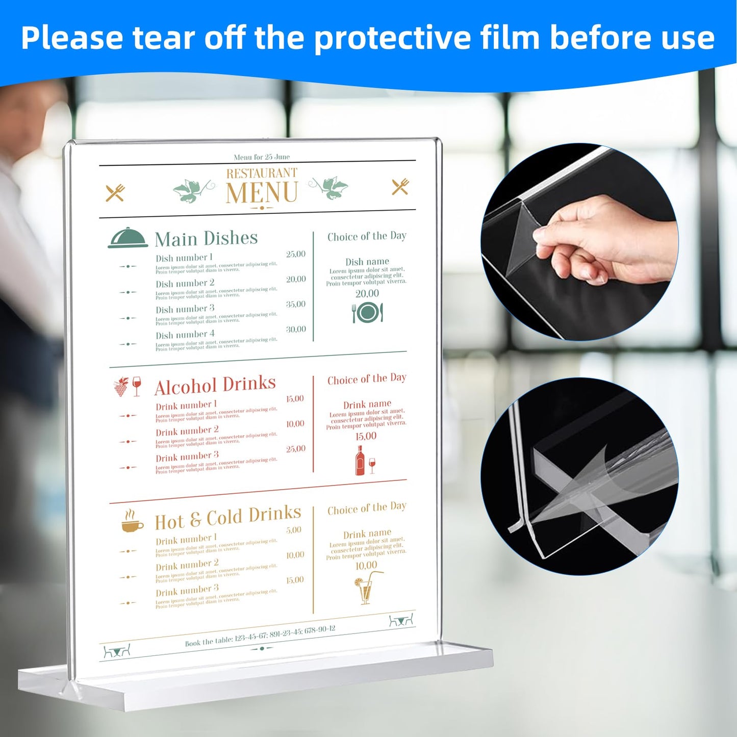 18 Pack Acrylic Sign Holder 8.5 x 11, Double-Sided Clear Sign Holder Plastic Stands for Display, T Shape Acrylic Table Sign Stands for Office Store Restaurants Wedding Party Decoration