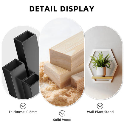 Rioneta 3 Pack Solid Wood & Heavy Duty Metal Wall Plant Stands,9 inch Natural Wood Shelf, Boho Arch Hanging Planter for Indoor 25 LB Load for Plants White