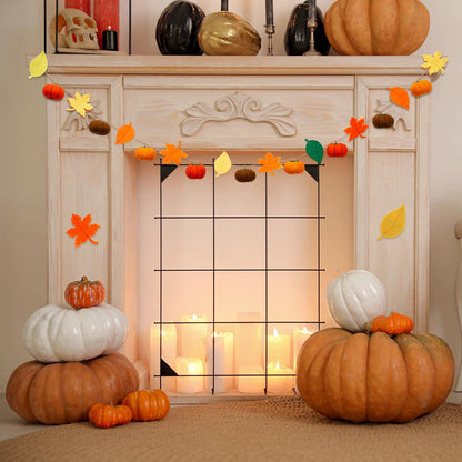 Jecery 2 Pcs Thanksgiving Garland Fall Pumpkin Felt Garland 78 Inches Fall Maple Leaves Pom Pom Felt Banner Autumn Harvest Halloween Thanksgiving Party Decorations for Mantel Fireplace Farmhouse
