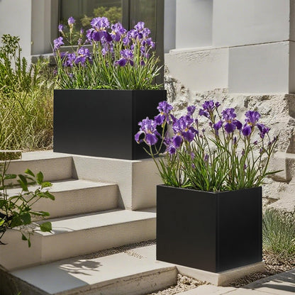 Black Planter Box Galvanized Steel Rectangular Metal Planter 36" L x 12" W x 16" H Indoor Large Outdoor Planters Steel Heavy Rectangle Planter Commercial Residential for Plants, Patio, Yard, Garden