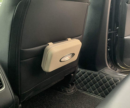 Cartisen Car Tissue Holder - Sun Visor Napkin Holder, PU Leather Backseat Tissue Case for Vehicle (Beige)