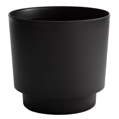 Bloem Hopson Decorative Resin Cachepot with Metal Stand, 6" Indoor and Outdoor Planter with Gold Metal Stand, Black