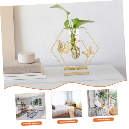Zerodeko Hydroponic Plant Vase Hexagonal Glass Terrarium with Lightweight Floral Holder for Wedding Centerpieces Home Office Desktop Decoration