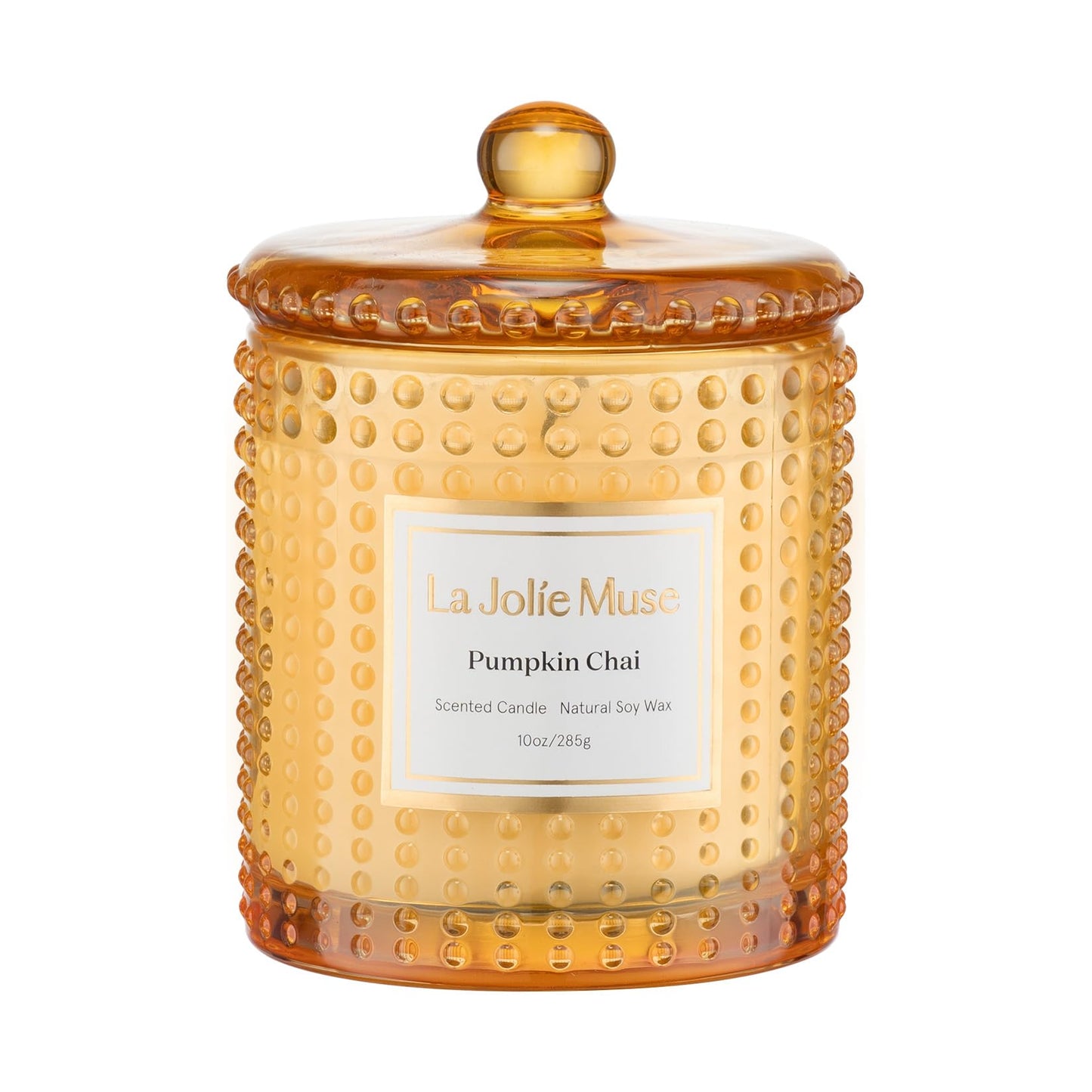 LA JOLIE MUSE Pumpkin Chai Candle| Spicy Chai & Vanilla | 10 oz Soy Wax Candle | 55 Hours Clean Burn | Elegant Home Décor & Hosting Gift