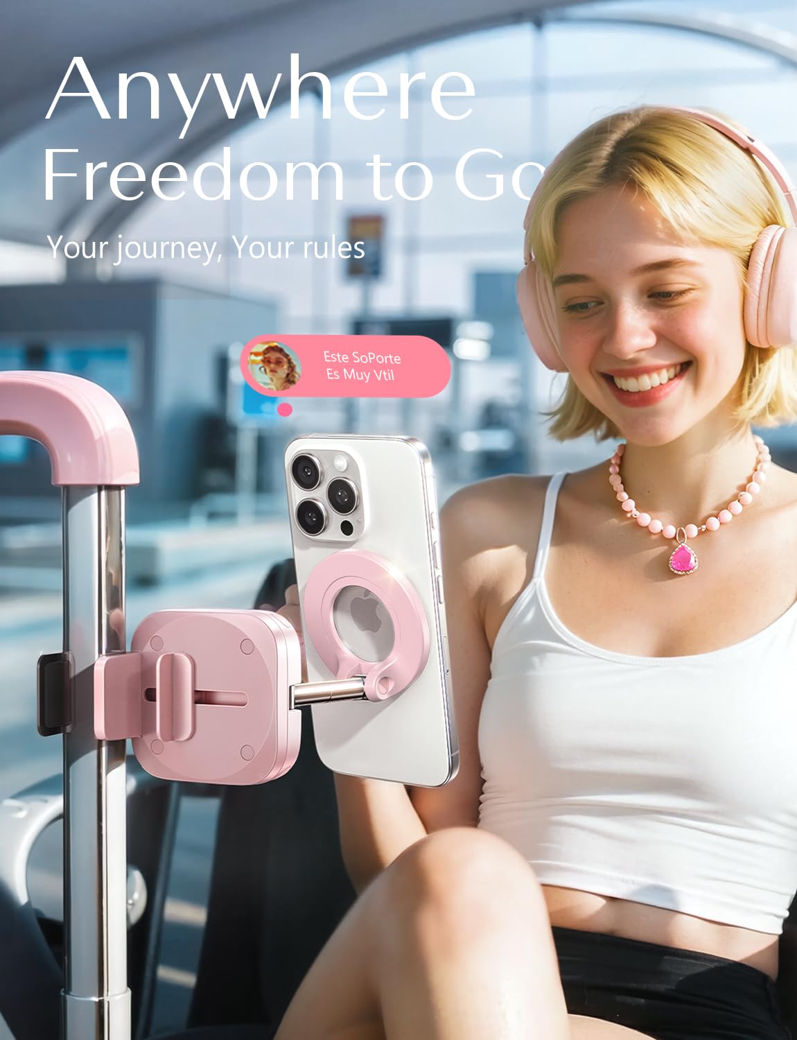 LISEN Gift for Women Her Best Airplane Gadgets Travel Essentials Phone Holder Travel Magsafe Accessories for iPhone 17 Long Flight Must Have Mini Europe Vacation Essentials Women Cruise Essentials