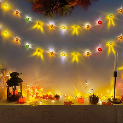 TURNMEON Fall Decor 2 Pack 3D Fall Thanksgiving Pumpkin Lights Total 40LED/13Ft Fall Decorations for Home, 3 in 1 Battery Powered Fall String Lights Halloween Thanksgiving Decor Home Indoor Outdoor