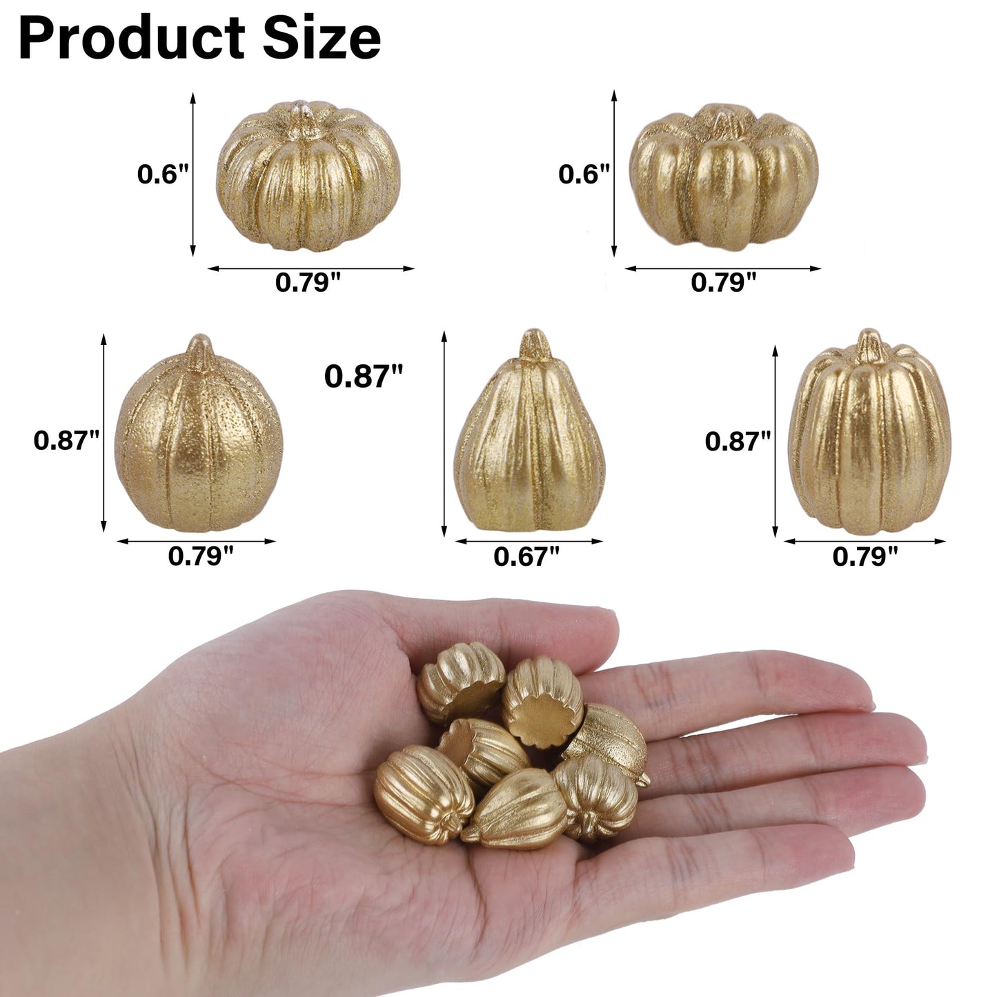 winemana Mini Pumpkins Fall Decorations- 80 Pack Small Fake Pumpkins for Decorating, Thanksgiving Table Centerpieces, Autumn Harvest Home Office Decor, DIY Crafts, Vase Bowls Basket & Fillers (Gold)