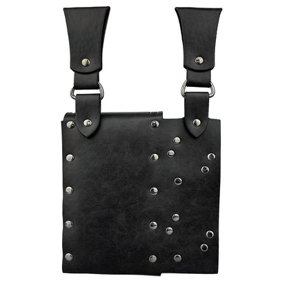 HiiFeuer Medieval Alchemy Faux Leather Belt Bag with 2 Cork Potion Vials, Fantasy Wizard Waist Pouch Side Pack for Ren Faire (Black B)