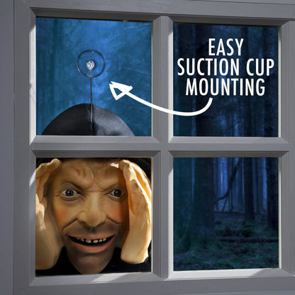 Scary Peeper Freak Halloween Decoration Peeping Tom, Indoor and Outdoor Window Hanging Mask for Spooky House Party Scares, Tricks, and Laughs, Novelty Décor