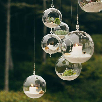 WGV Hanging Terrarium Globe, Width 4", Height 4.75", DIY Air Succulent Planter, Clear Glass Vase Orb with Flat Bottom, Candle Holder for Windowsill Outdoor Garden Decor, 12 Pieces Bulk