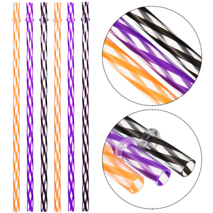 JOVITEC 60 Pieces Halloween Straws 9" Plastic Reusable Straw Drinking Straws for Tumblers with Straw Cleaning Brush for Halloween Cocktail Christmas Party Family Supply