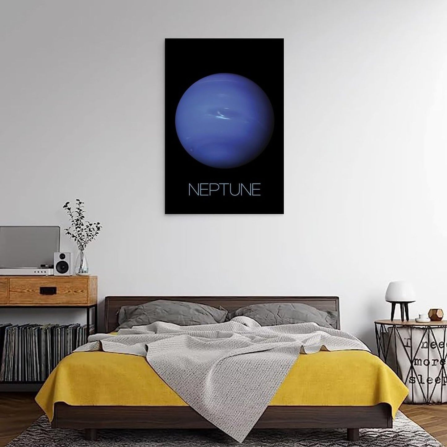 Solar System Planets Canvas Wall Art - Neptune Planet Space Poster for Kids Room Bedroom Classroom, STEM Educational Astronomy Decor, Science Gift for Boys Girls, 16x24 Inch Framed