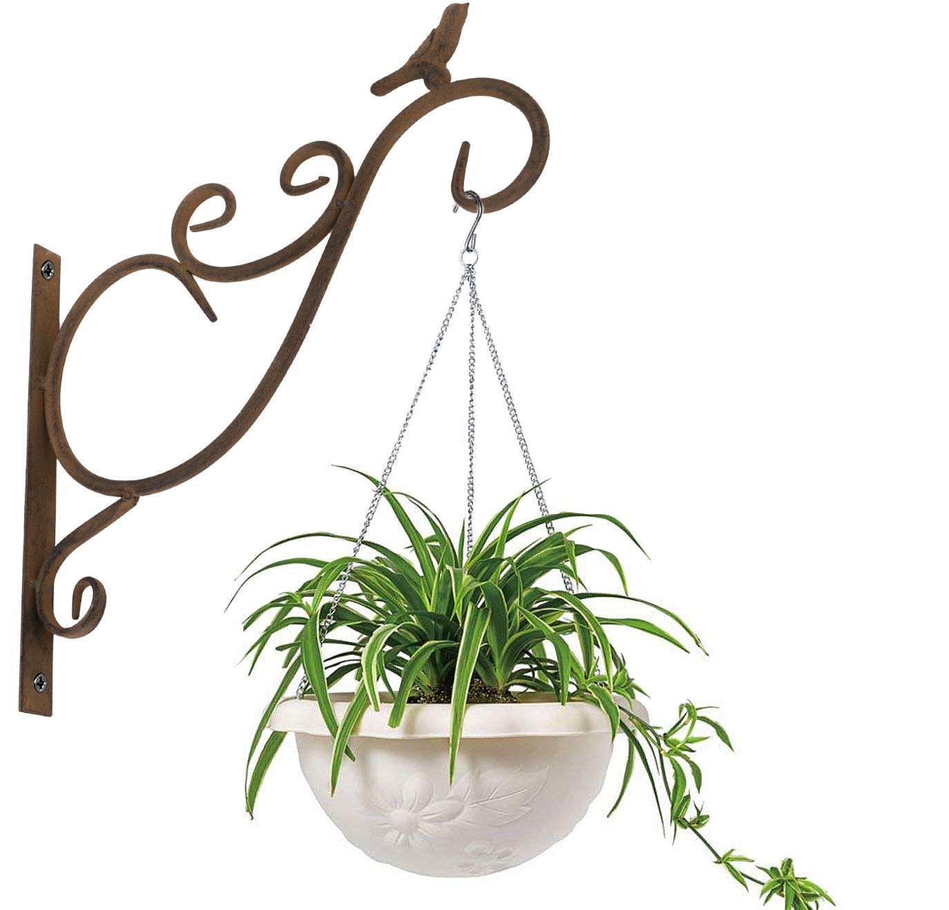 Lewondr Wall Hanging Plant Bracket,2 Pack 12-inch Retro Iron Metal Wall Hanger for Hanging Plant Flower Bird Feeder Planter Indoor Outdoor,Retro