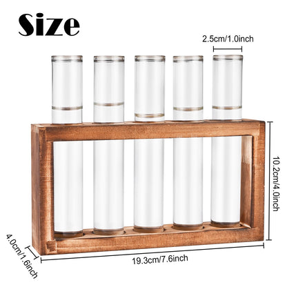 Tigvio Desktop Glass Plant Propagation Station with 5 Test Tubes in Wooden Stand - Hydroponic Plants Cutting Office Home Decoration and Garden Decor Terrarium (5 Tubes)