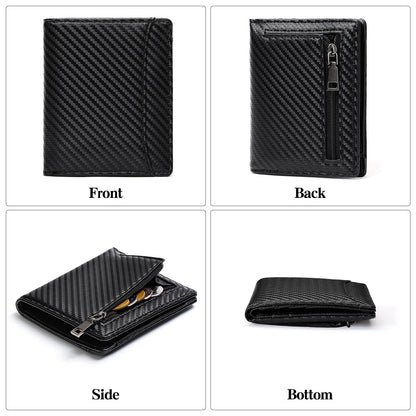 GAEKEAO Mens Wallet Slim Bifold RFID Blocking Thin Credit Card Holder Genuine Leather Minimalist Front Pocket Wallets for Men with Zipper Coin Pocket