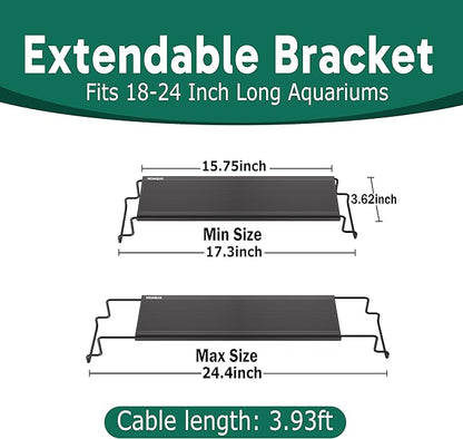 24/7 LED Aquarium Light for 18-24 Inch Plant & Fish Tank, 12-Color & Gradient & Full Spectrum with Auto On/Off, Brightness, Sunrise-Daylight-Moonlight, Extendable Brackets for Freshwater IP68