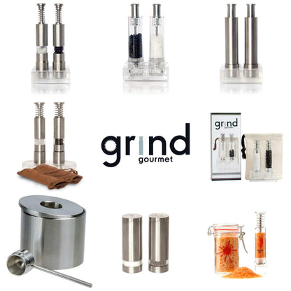 Travel Salt And Pepper Grinder Set, Grind Gourmet Original Pump & Grind Salt and Pepper Push It, Spice Grinder (Clear)