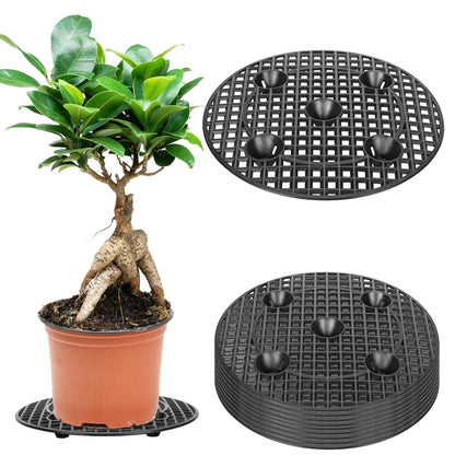 DUTWROY Plant Level Pot Elevator 12 Inch Plant Riser for Pots 10 Pieces Black Plant Stands to Prevent Rot and Damage Plant Runoff Tray for Indoor Outdoor Garden Flower, Patio and Deck Floor Protector