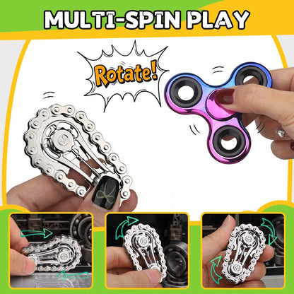 Fidget Toys Set for Adults, Sensory Pack with Fidget Spinner, Robot Spinner, Fidget Cube, Keyboard Clicker Toy, Fidget Pad, Stress Relief Desk Gadget for Office, Birthday Gift Set
