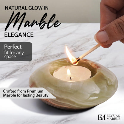Tea Light Candle Holders Set of 3 – Handcrafted Natural Marble Tealight & Votive Holders in Graduated Sizes (4", 3.5", 3"), Decorative Stone Candle Holders for Home Décor & Table Centerpieces