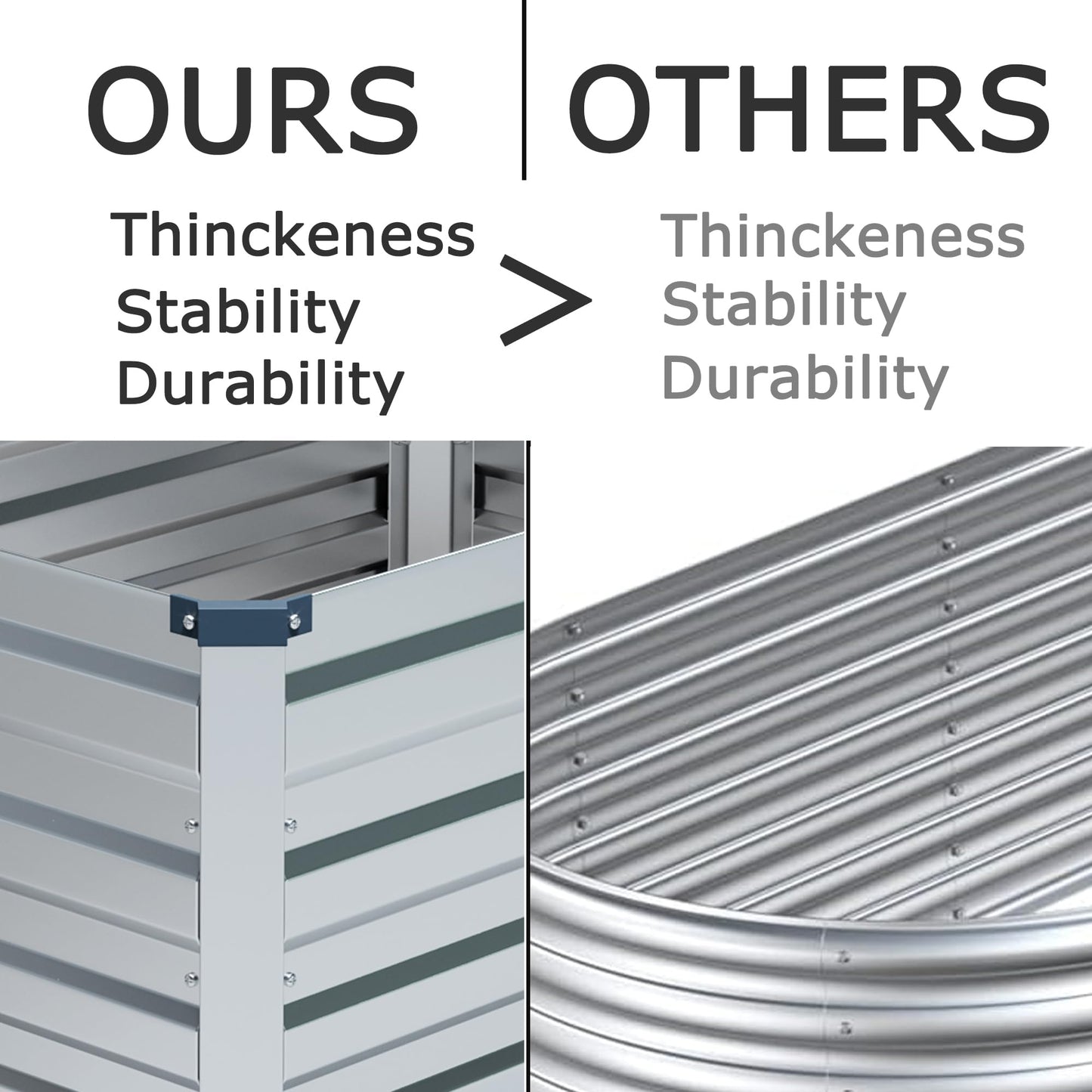 Foxlang 4x3x1ft(2 Pack) Galvanized Raised Garden Bed,Outdoor Planter Box Metal Patio Kit Planting Bed for Vegetables Flowers Herb,Silver