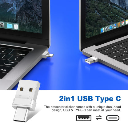 QUI Presentation Clicker Wireless Presenter Remote Clicker for PowerPoint Presentation Remote, PowerPoint Slide Advancer for Mac/Windows/Google Slide/Keynote, Blue, A-C