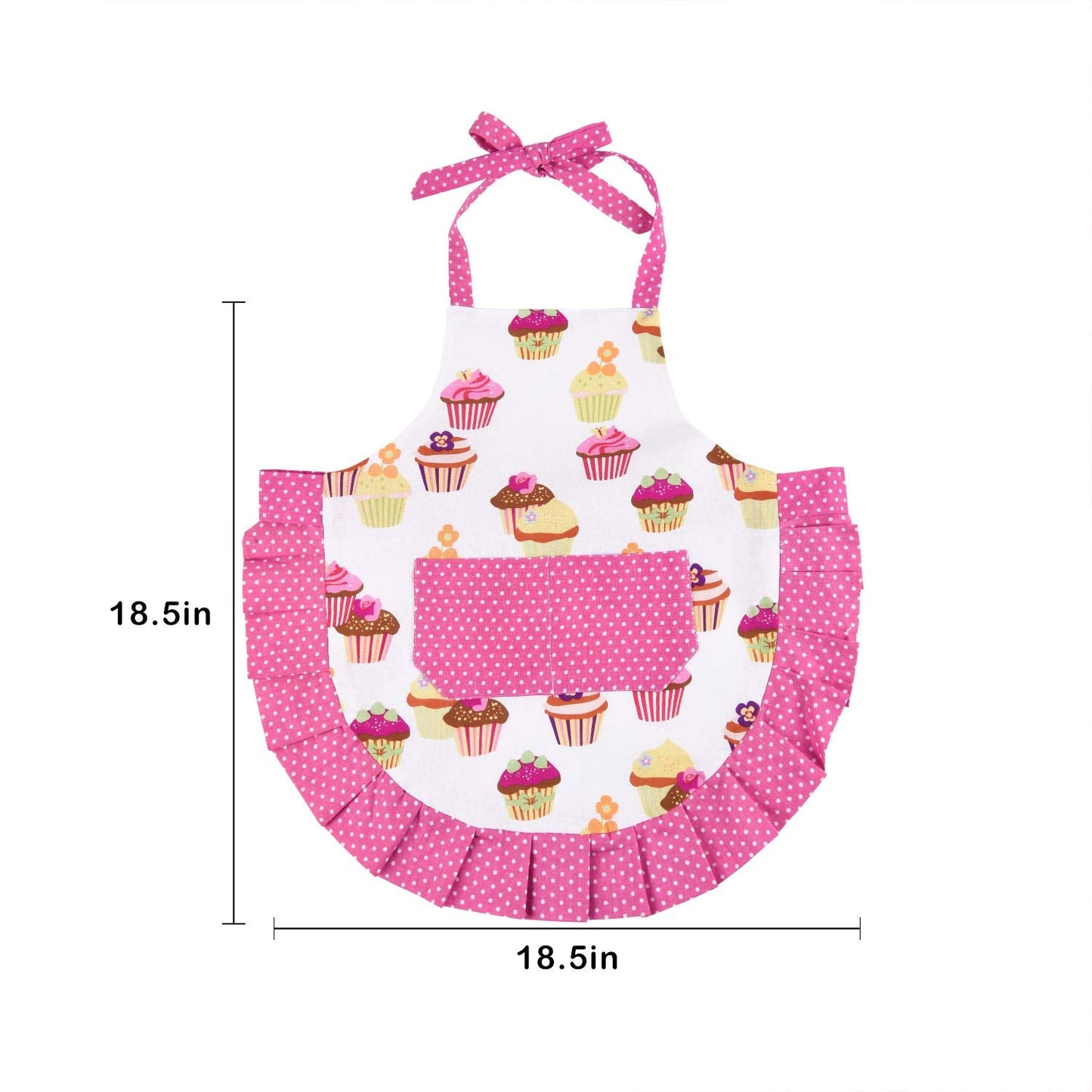 Claswcalor 100% Cotton Kids Girls Aprons for Cooking Cute Toddler Cupcake Baking Apron Adjustable Kitchen Pink Apron for Children Daughters Little Girls Granddaughter Gifts from Grandma