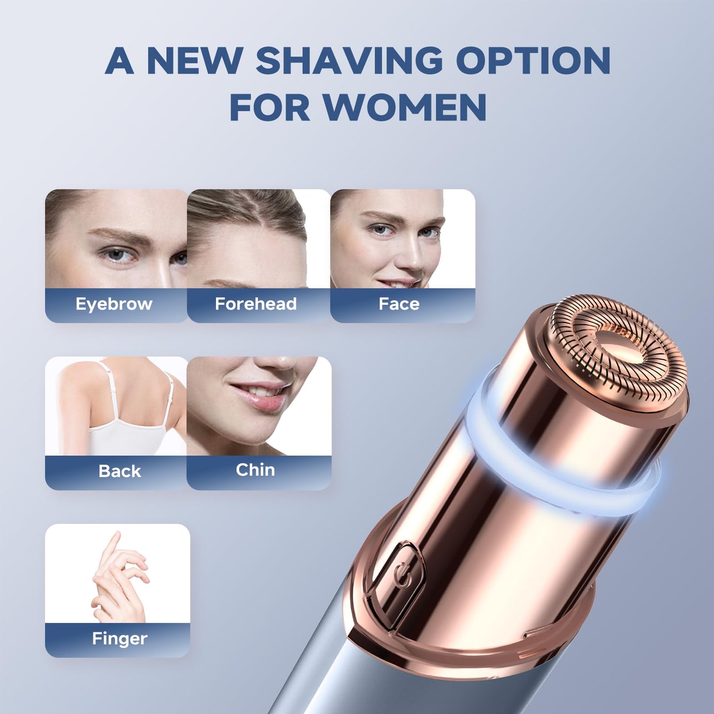 Facial Hair Removal for Women, Electric Painless Rechargeable Facial Hair Remover for Face, Lip, Chin with 2 x Replacement Heads