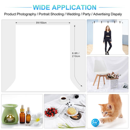 White Backdrop with Stand for Photoshoot, 5X6.5ft White Photo Backdrop with T Shape Background Backdrop Stand for Photography, Portable Photo Backdrop Curtain Stand Kit w Carrying Bag 5 Spring Clamps