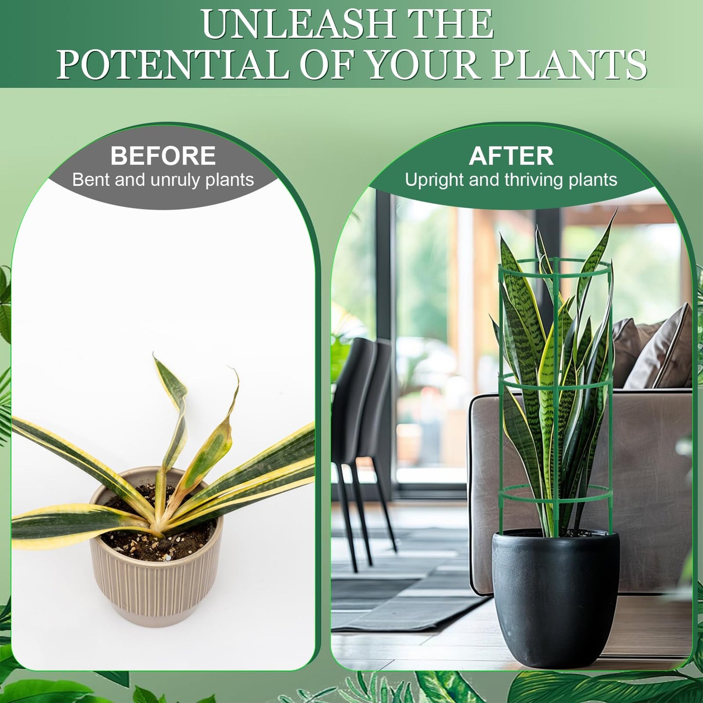 24Pcs Plant Support Stakes, Half Round Plant Stakes for Indoor Plants, Stackable Garden Flower Support, Plant Cages for Tomato,Monstera, Peony, Hydrangea, Climbing Plants