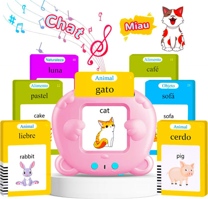 Spanish & English Talking Flash Cards for Toddler, Learning Montessori Toys with 224 Sight Words, Speech Therapy Toys, Children's Sensory Preschool Learning Educational Birthday
