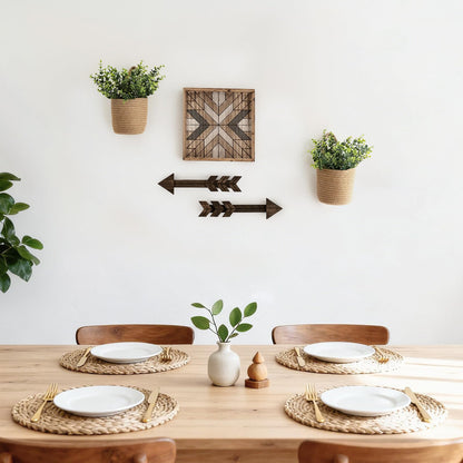 Dahey 2 Pack Wall Hanging Rope Basket (5.5"W×6.2"H) with Artificial Eucalyptus, Jute Woven Storage Organizer Flower Plants Basket Farmhouse Rustic Wall Decor for Porch Living Room Bedroom Entryway