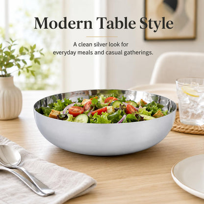 IMIKEYA Stainless Steel Serving Bowl 9.5 Inch Round Food Mixing Bowl for Salad Fruit Soup Pasta Ramen Basin Kitchen Accessory Home Decor