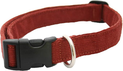 Hemp Corduroy Dog Collar - No Pattern (1" Extra Large, Rust)