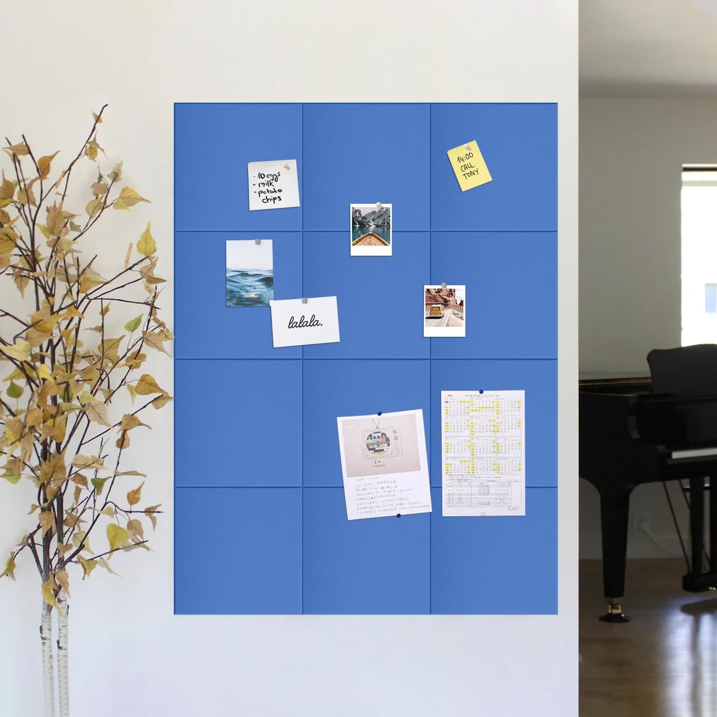 Large Bulletin Board 48"x 24" Cork Boards for Walls, 8 Pack Felt Wall Panels Photo Board, Cork Board for Office Home Pin Board