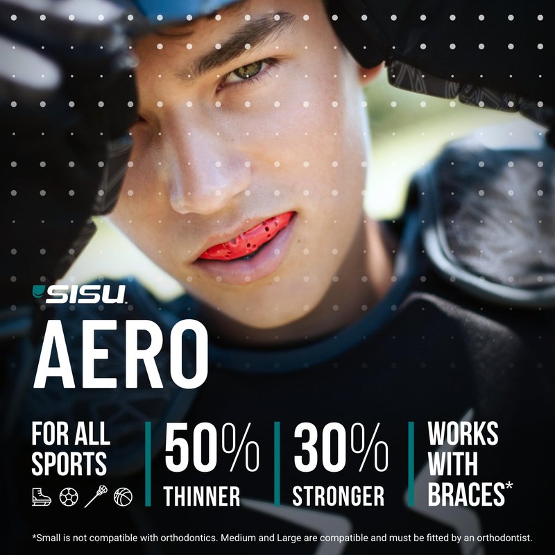 SISU Aero Medium Mouthguard, Neon Flash - 30% Stronger Protection for Lacrosse, Football, Hockey, Roller Derby, Team Sports - Remoldable Up to 20 Times - Ultra Slim - Works for Braces - Non Toxic